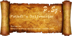 Patkós Szilveszter névjegykártya